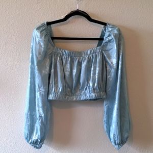 Coco + Jamieson Mid-drift Blue Shirt with Long Sleeves